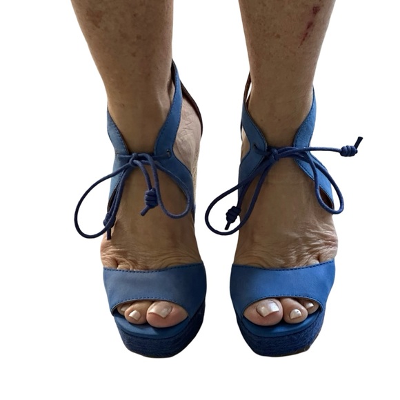 Lucky Brand Blue Sandal Wedges - Picture 2 of 13